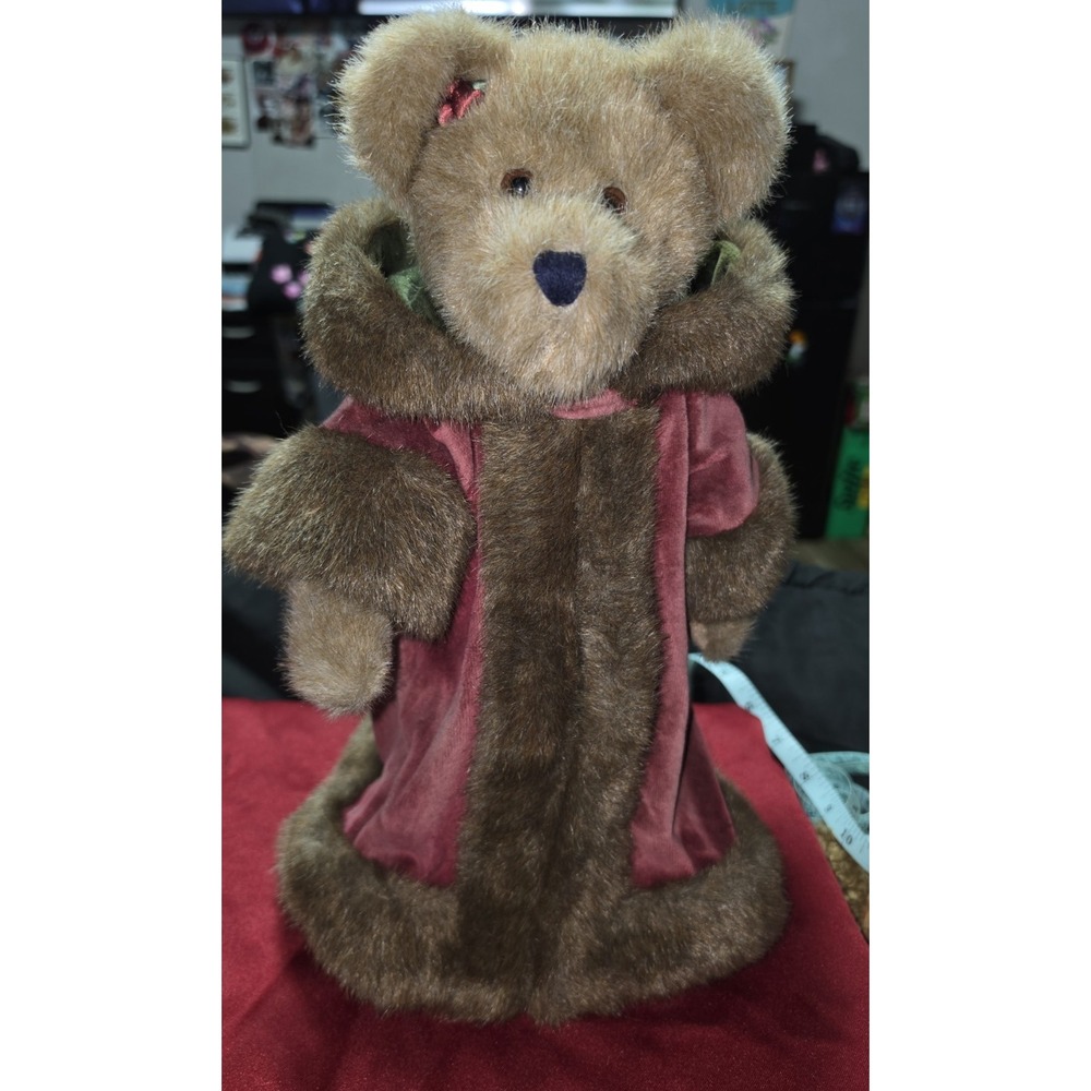 Boyd's Bear 1990's MRS. NORTHSTAR Fur-Trimmed Burgundy Velour Coat w Hood & Tags